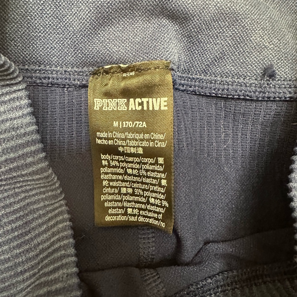 PINK Victoria's Secret set of 3 Ribbed Leggings in Navy, Teal, and Purplish/Gray - Picture 11 of 12